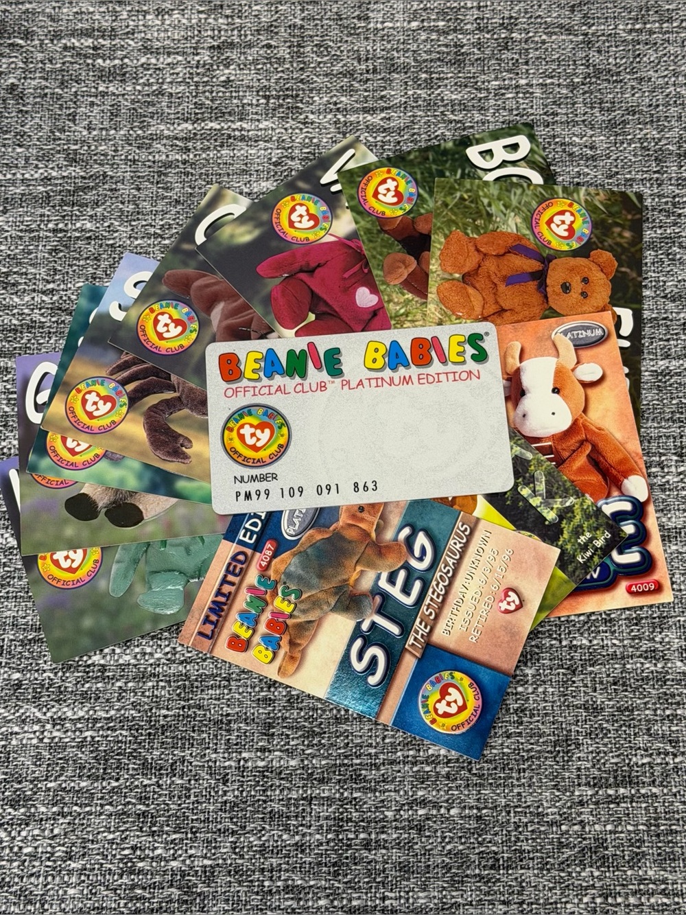 Ty Beanie Babies Official Collectors Club Cards & Platinum Edition Card